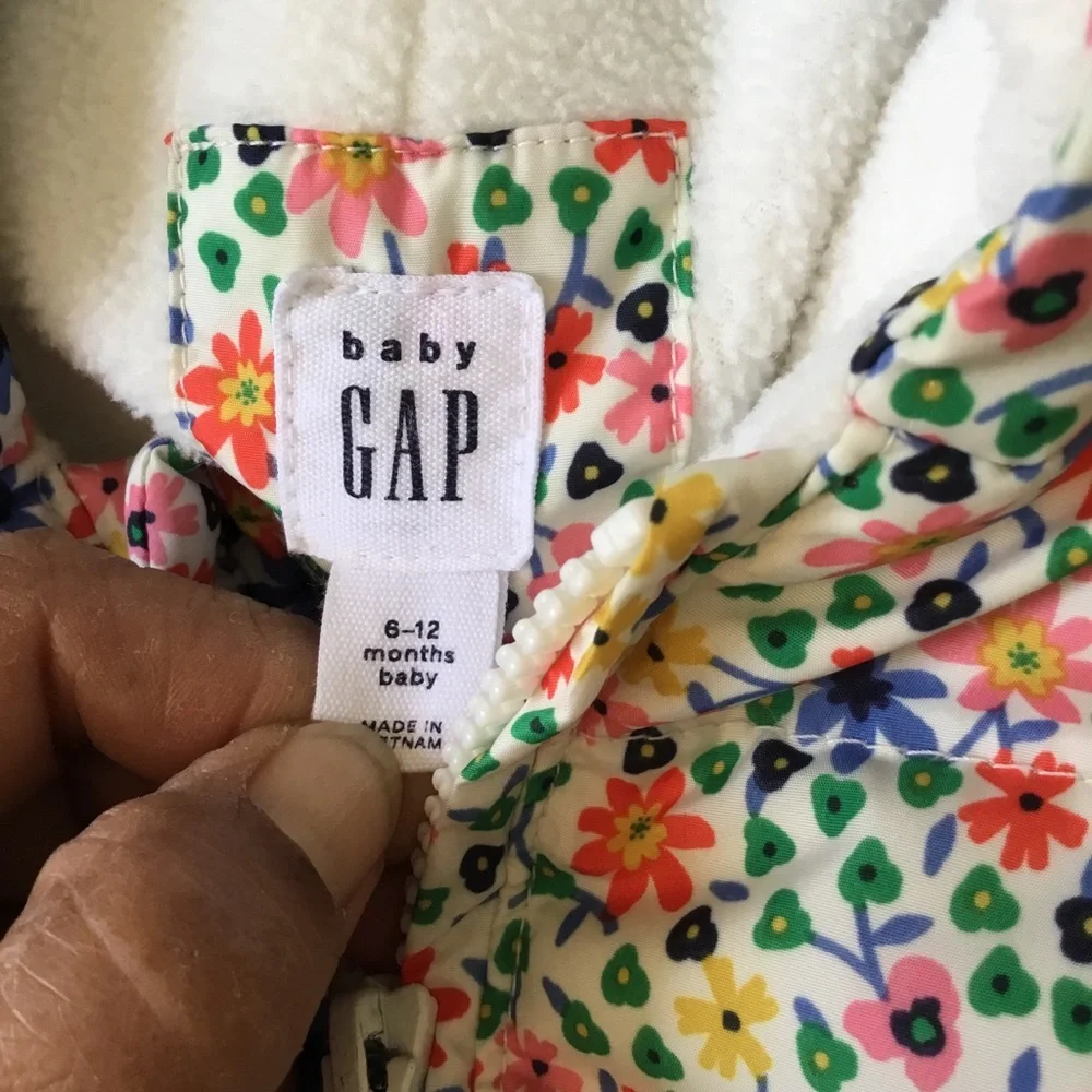 GAP White Floral Print One-Piece Footie
